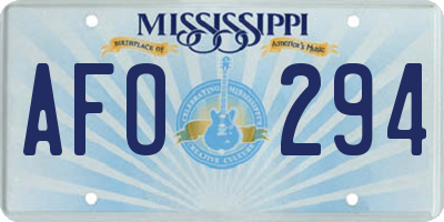 MS license plate AFO294