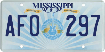 MS license plate AFO297