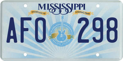 MS license plate AFO298