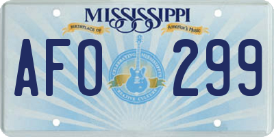 MS license plate AFO299