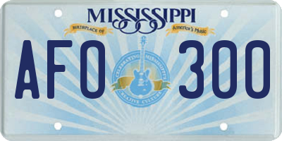 MS license plate AFO300