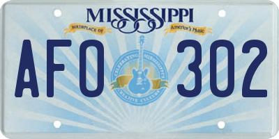 MS license plate AFO302