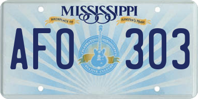 MS license plate AFO303