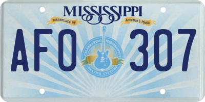 MS license plate AFO307
