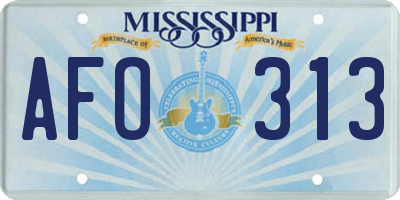 MS license plate AFO313