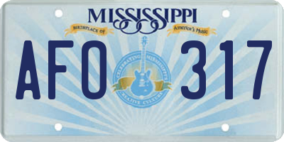 MS license plate AFO317