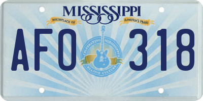 MS license plate AFO318