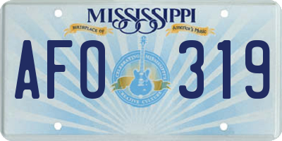 MS license plate AFO319