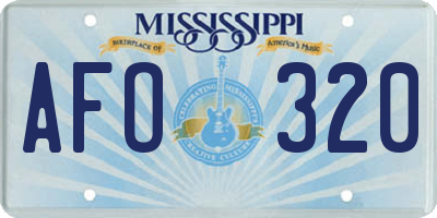 MS license plate AFO320