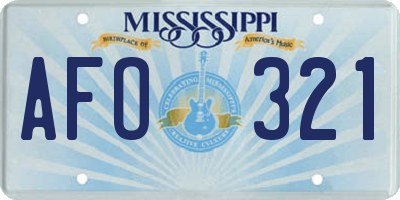 MS license plate AFO321