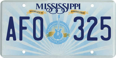 MS license plate AFO325