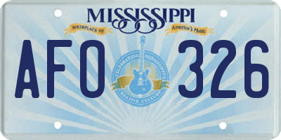 MS license plate AFO326