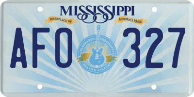 MS license plate AFO327