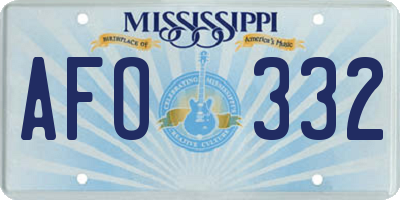 MS license plate AFO332