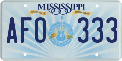 MS license plate AFO333