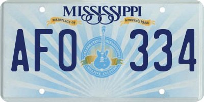 MS license plate AFO334
