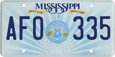MS license plate AFO335
