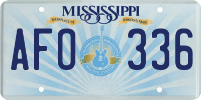 MS license plate AFO336