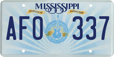MS license plate AFO337