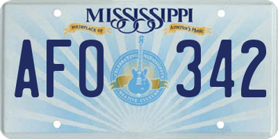 MS license plate AFO342