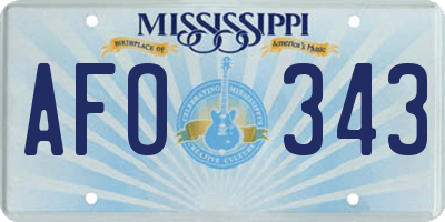 MS license plate AFO343