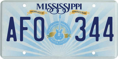 MS license plate AFO344
