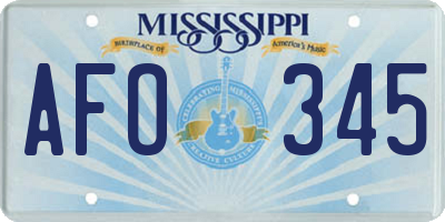 MS license plate AFO345