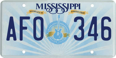 MS license plate AFO346