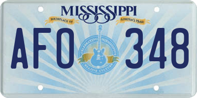 MS license plate AFO348