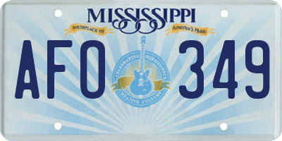 MS license plate AFO349