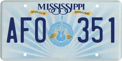 MS license plate AFO351