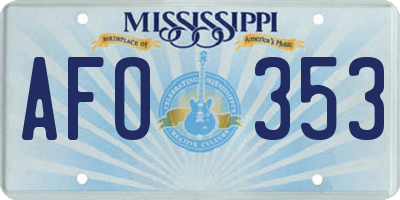 MS license plate AFO353