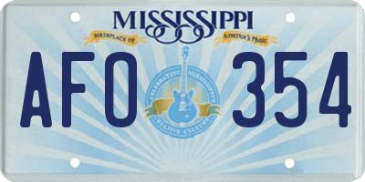 MS license plate AFO354