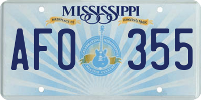 MS license plate AFO355