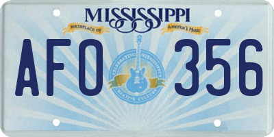 MS license plate AFO356