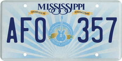 MS license plate AFO357
