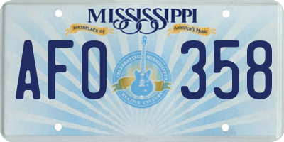 MS license plate AFO358