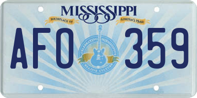 MS license plate AFO359