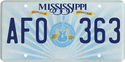 MS license plate AFO363