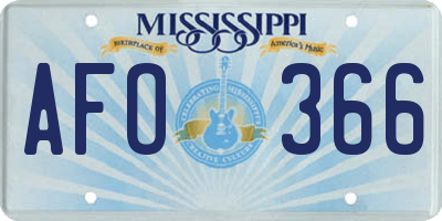 MS license plate AFO366