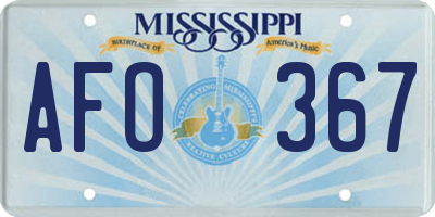 MS license plate AFO367