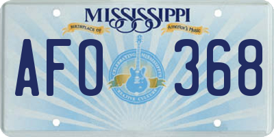 MS license plate AFO368