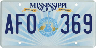 MS license plate AFO369