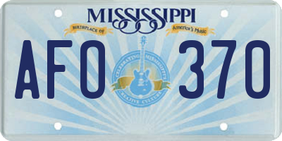 MS license plate AFO370