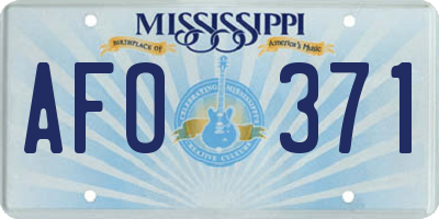 MS license plate AFO371