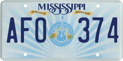 MS license plate AFO374