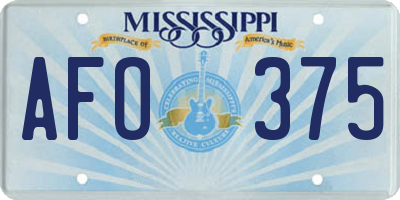 MS license plate AFO375
