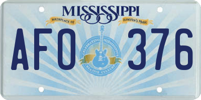 MS license plate AFO376