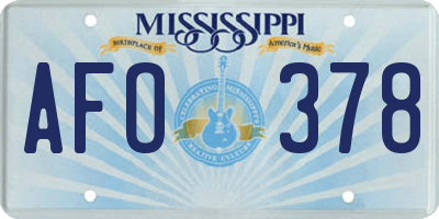 MS license plate AFO378