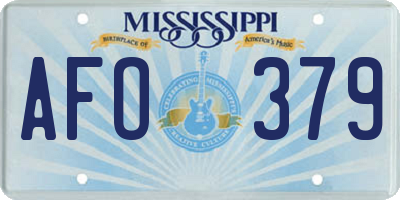 MS license plate AFO379